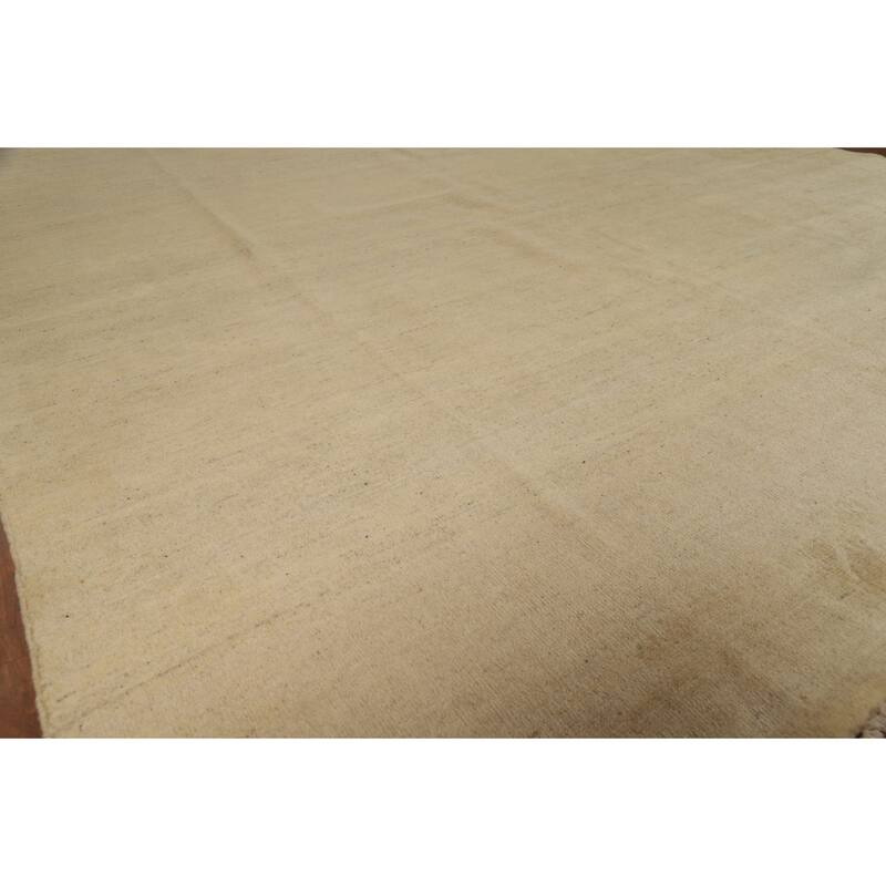 Muted Gold Gabbeh Modern Area Rug Handmade Wool Carpet - 8'0"x 9'7"