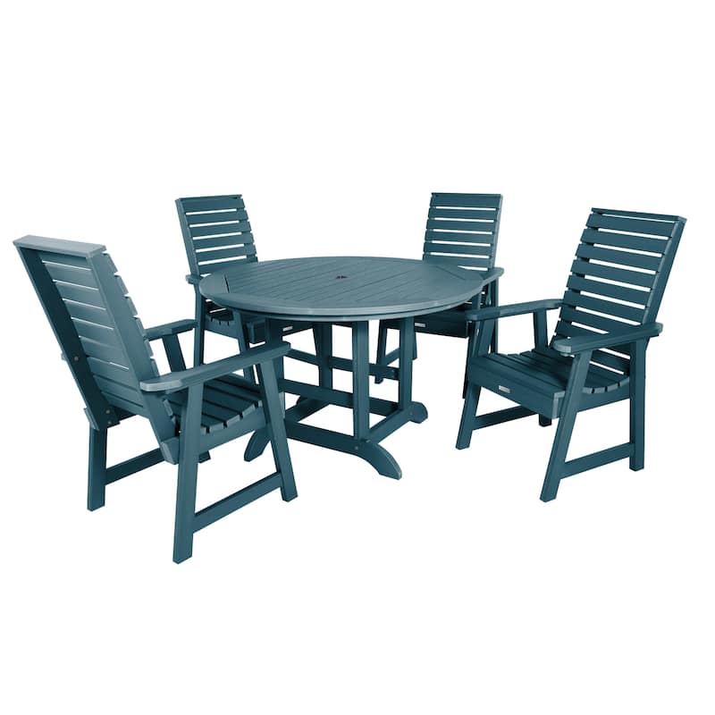 Weatherly 5-piece Outdoor Dining Set - 48" Round Table, Dining-height - Nantucket Blue