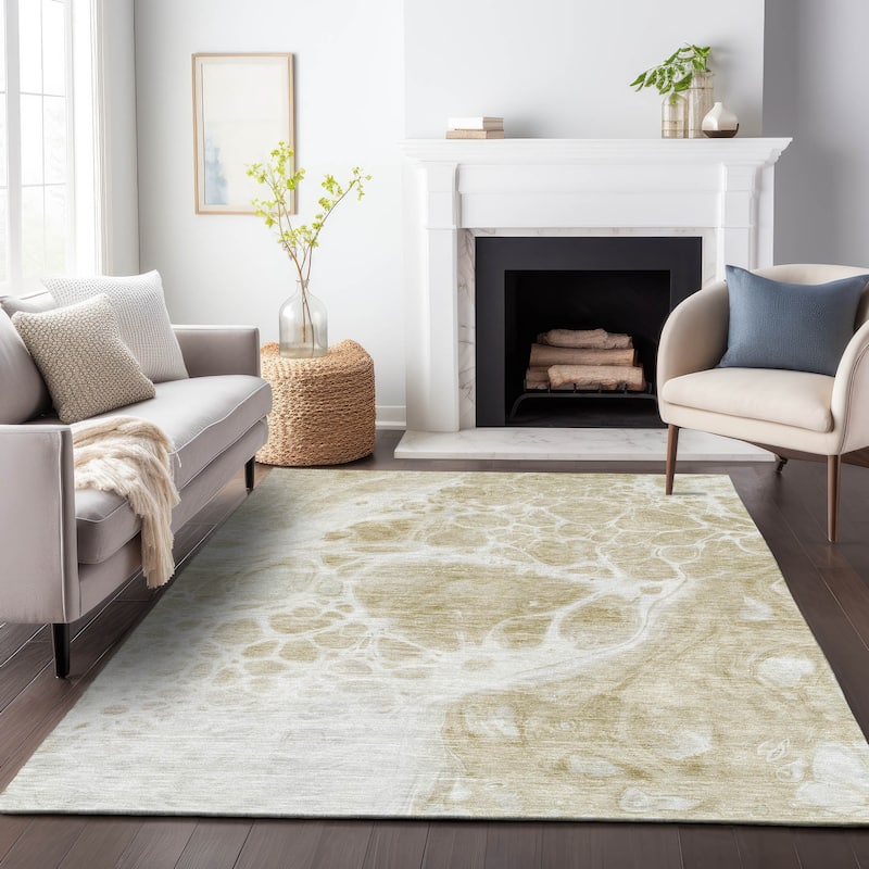 Premium Washable Super Soft Abstract Ink Mayfield Rug - Taupe - 10' x 14' - Rectangle
