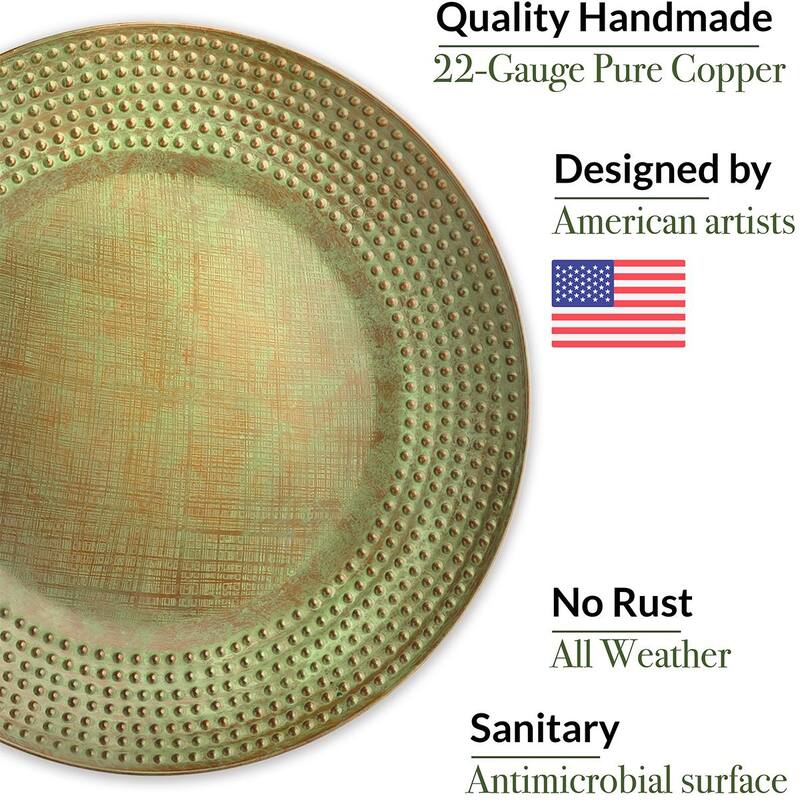 20" Blue Verde Copper Bird Bath with Buddha