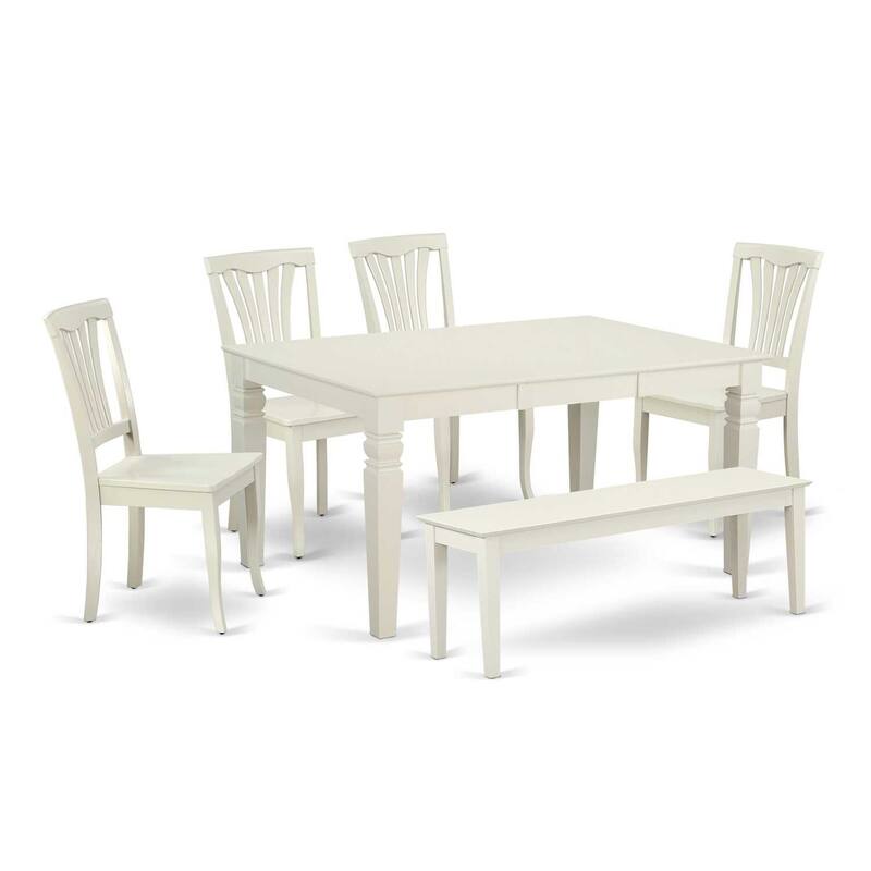 Farmhouse Dining Set - 6 Rectangular Table & 4 Chairs + Bench - 42/60 Inch