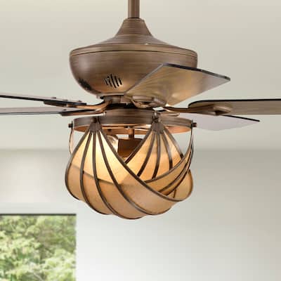 Parchman 52 Inch Mid-Century Modern Ceiling Fan with Remote - N/A