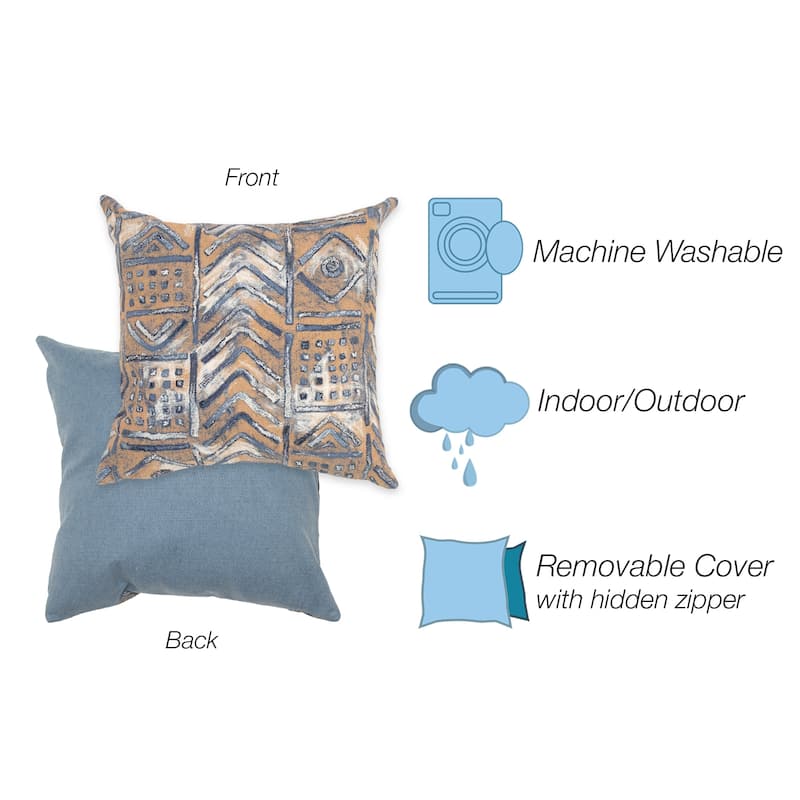 Liora Manne Visions IV Bambara Indoor/Outdoor Pillow Indigo 20" x 20"