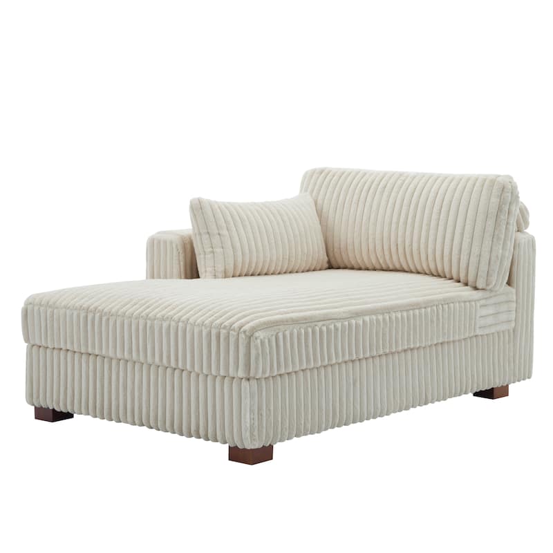 42" W Plush Corduroy Upholstered Chaise Lounge Sleeper for Living