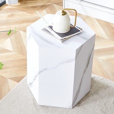 15.7" Modern Hexagonal Coffee Table with Fashionable Pattern and Stable Base for Living Room