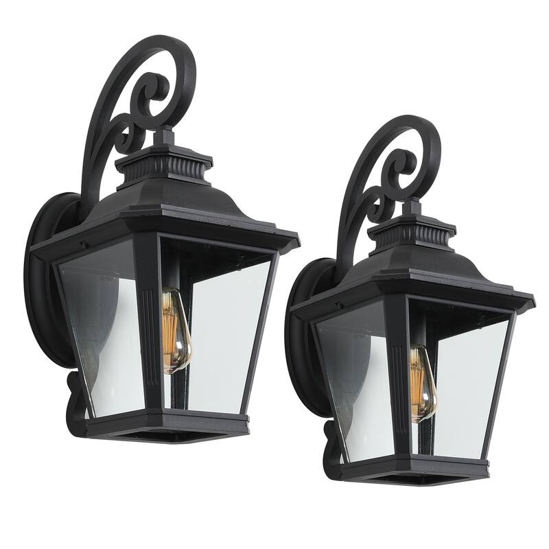 Outdoor Black Wall Lantern Sconce Light - 1-Light
