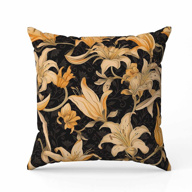 Lily Love Faux Suede Reversible Throw Pillow Black and Orange