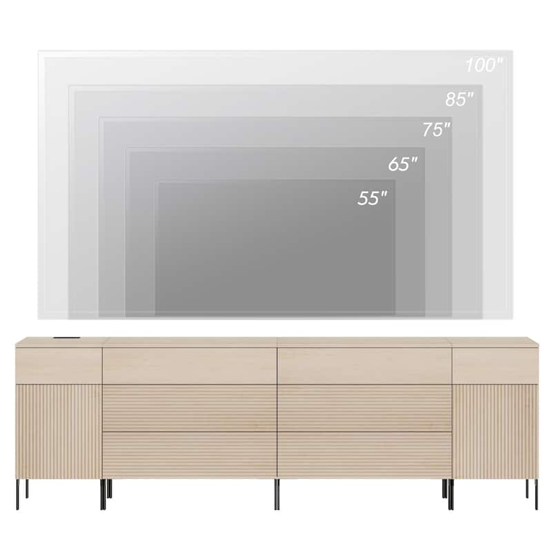 94.5" Modern Wood 8-Drawer Dresser With Reeded Design, Minimalist Dresser Organizer Storage