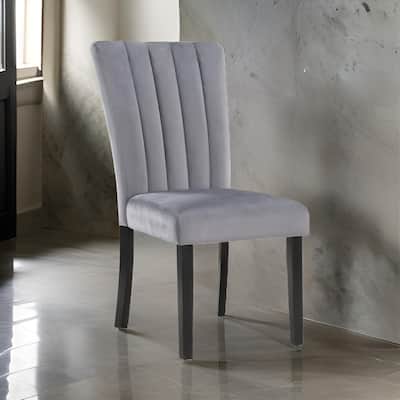 Marcus 20 Side Chair Set of 2, Fabric Upholstery, Cushioned, Black, Gray