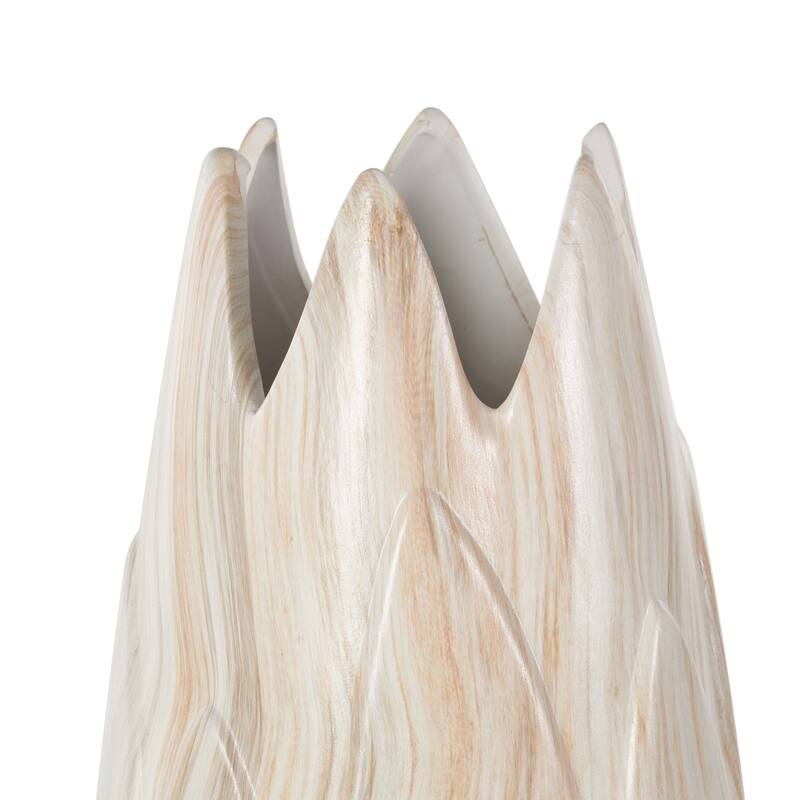 Ceramic Marbled Decorative Vase with Angled Edge Opening and Rust Accents - Beige - Roche River Decor