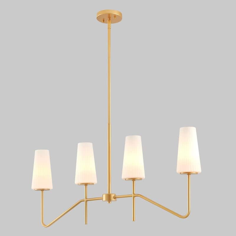 KAWOTI 4-Light Gold Linear Kitchen Island Chandelier - W35" x D4" x H19.75" (Max H61.75")