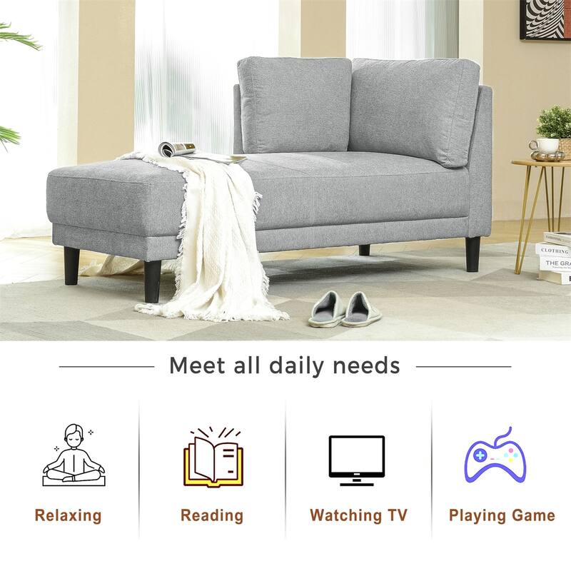 65" Upholstered Chaise Lounge, Sleeper Sofa, Solid Wood Sofa Bed