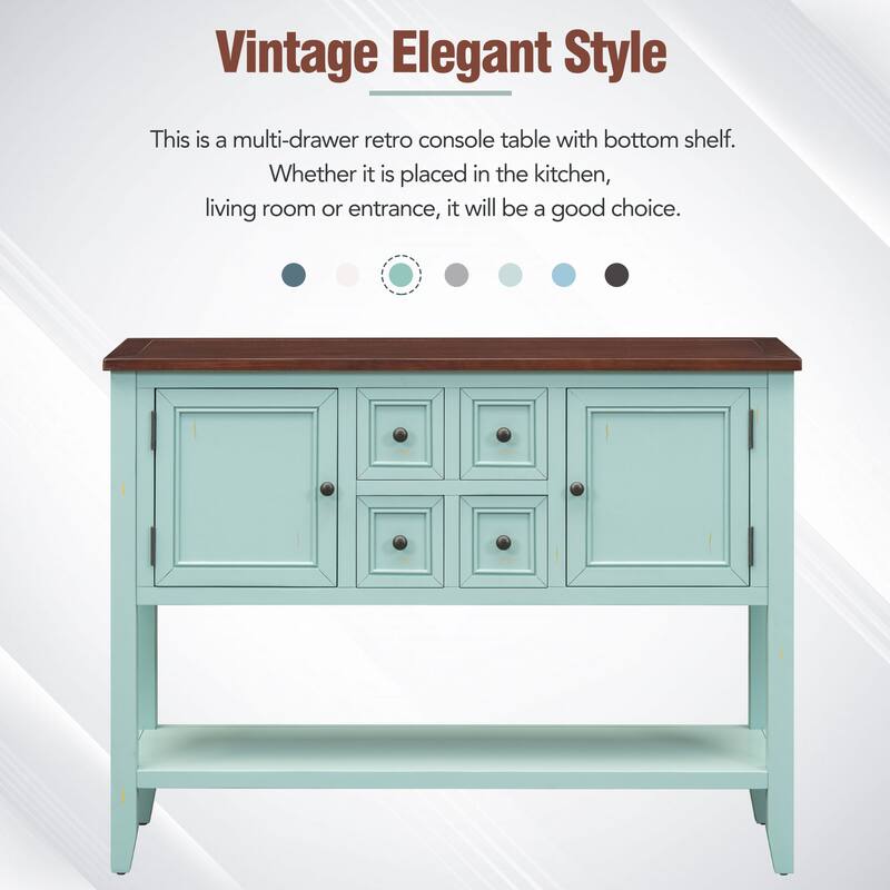Cambridge Series Ample Storage Vintage Console Table with Four Small Drawers and Bottom Shelf