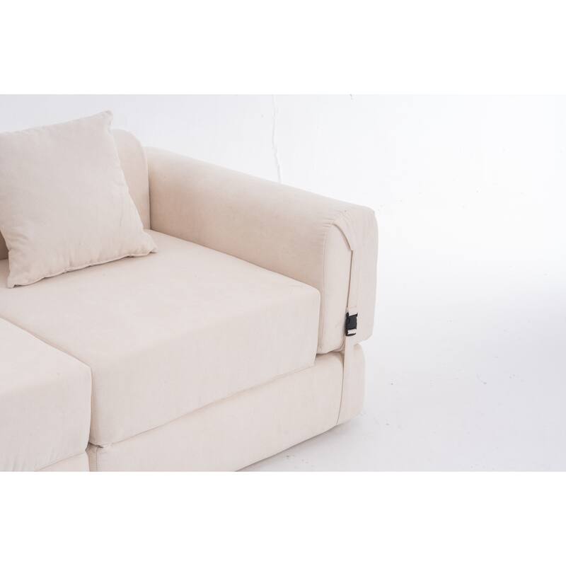 Folding Chaise Longue Sofa Fold Out Loveseat Floor Couch, Convertible Sleeper Sofa Bed Modular Leisure Sofa