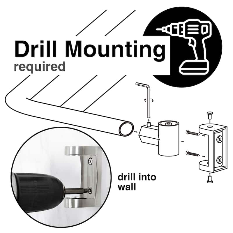 Double Curved Shower Curtain Rod Adjustable 44 to 70 inches by JS Jackson Supplies