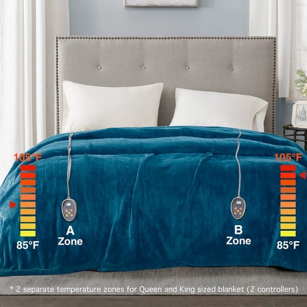 dimension image slide 0 of 10, Beautyrest Heated Plush Secure Comfort Blanket