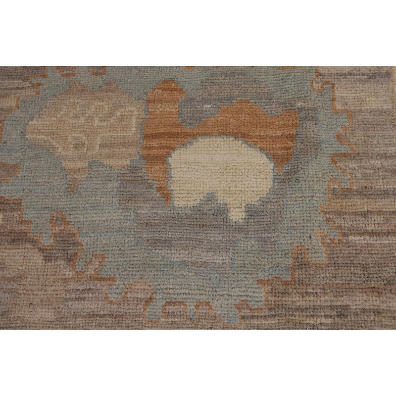 Beige Oushak Vegetable Dye Area Rug Hand-Knotted Wool Carpet - 9'1"x 12'0"