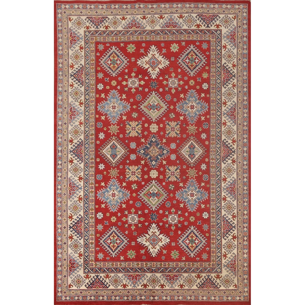 Traditional Red Kazak Area Rug Handmade Wool Carpet - 6'6"x 9'8"