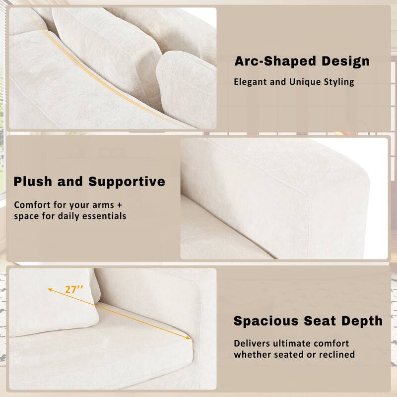115.7" Chenille Modular Sofa Set with Curved Design (4-Seat)