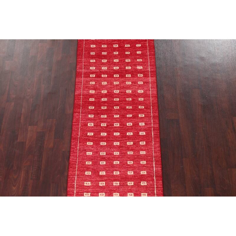 Oriental Gabbeh Kashkoli Wool Runner Rug Hand-knotted Staircase Carpet - 2'9" x 8'1"