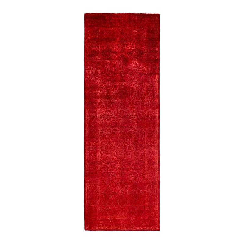 Contemporary Overdyed Wool Hand Knotted Runner - 3' 0" x 9' 1"