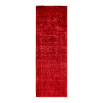 Contemporary Overdyed Wool Hand Knotted Runner - 3' 0" x 9' 1"