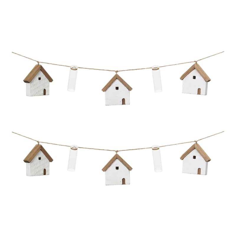House and Tube Vase String Christmas Garlands - 2.25' x 3.5" - Set of 2