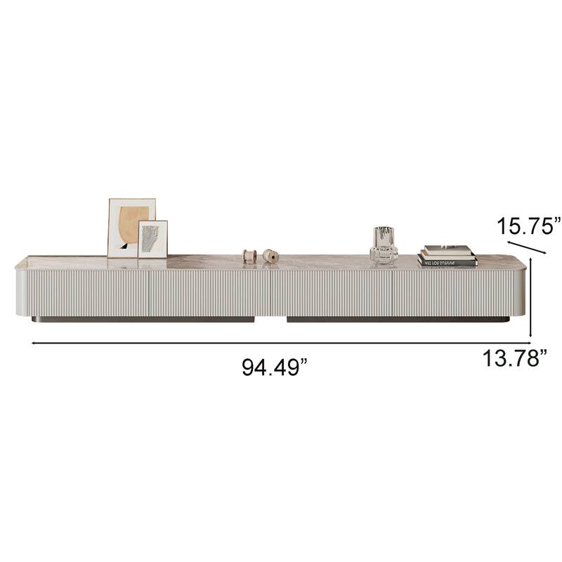 Modern TV Stands with Glossy Sintered Stone, 4-6Drawers, White & Gray