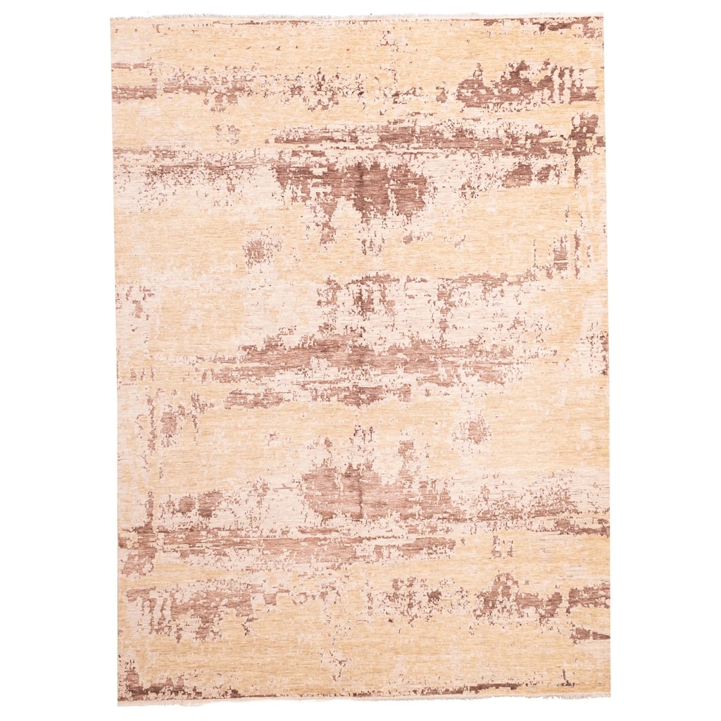 ECARPETGALLERY Hand-knotted Legacy Tan Silk, Wool Rug - 8'10 x 11'10