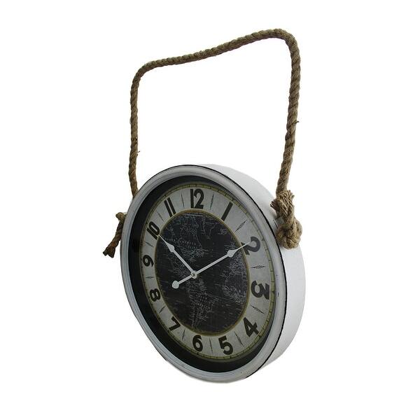Shop Black Friday Deals On Nautical Navigation Map Distressed White Wall Clock W Rope Hanger 18 Inch Overstock 16940579