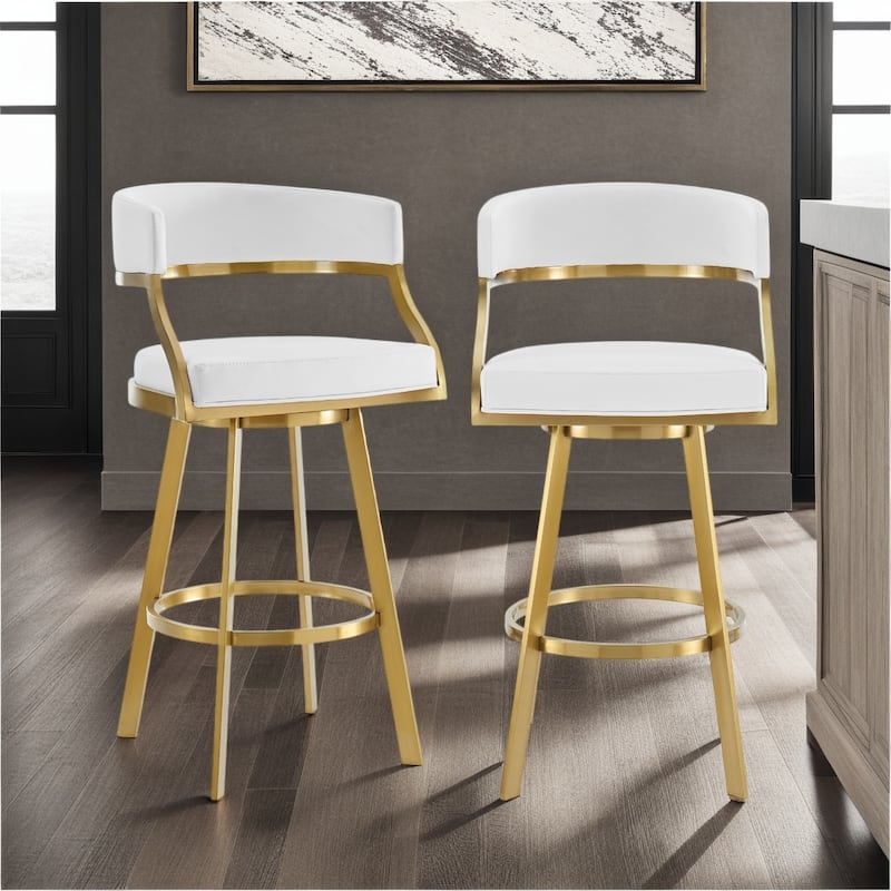 Saturn Modern Swivel Bar Stool, Upholstered Counter Chair with Metal Frame