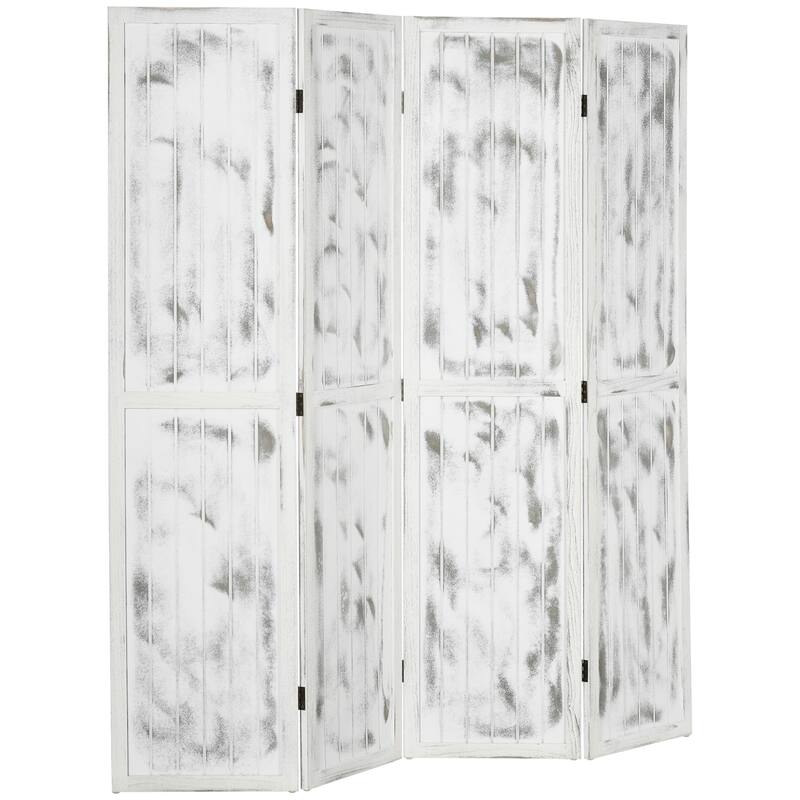 5.5' 4 Panel Room Divider Folding Privacy Screen Panels, White - White
