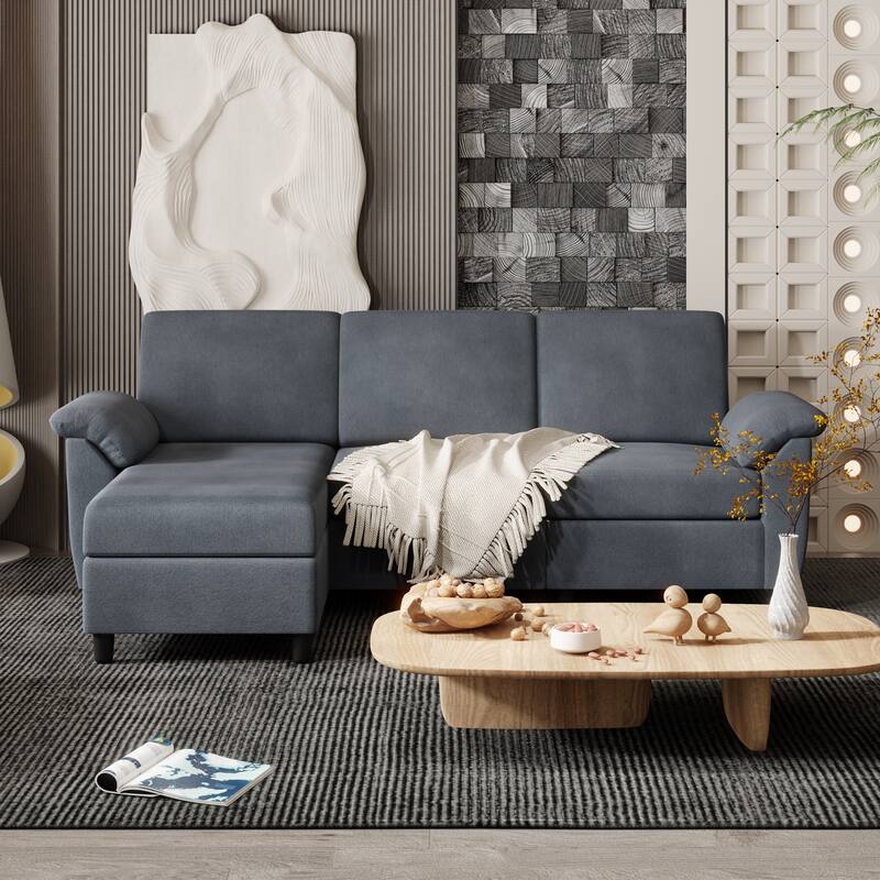 Futzca ​Sectional Sofa Couch, 3 Seat L Shaped Sofa with Removable Pillows