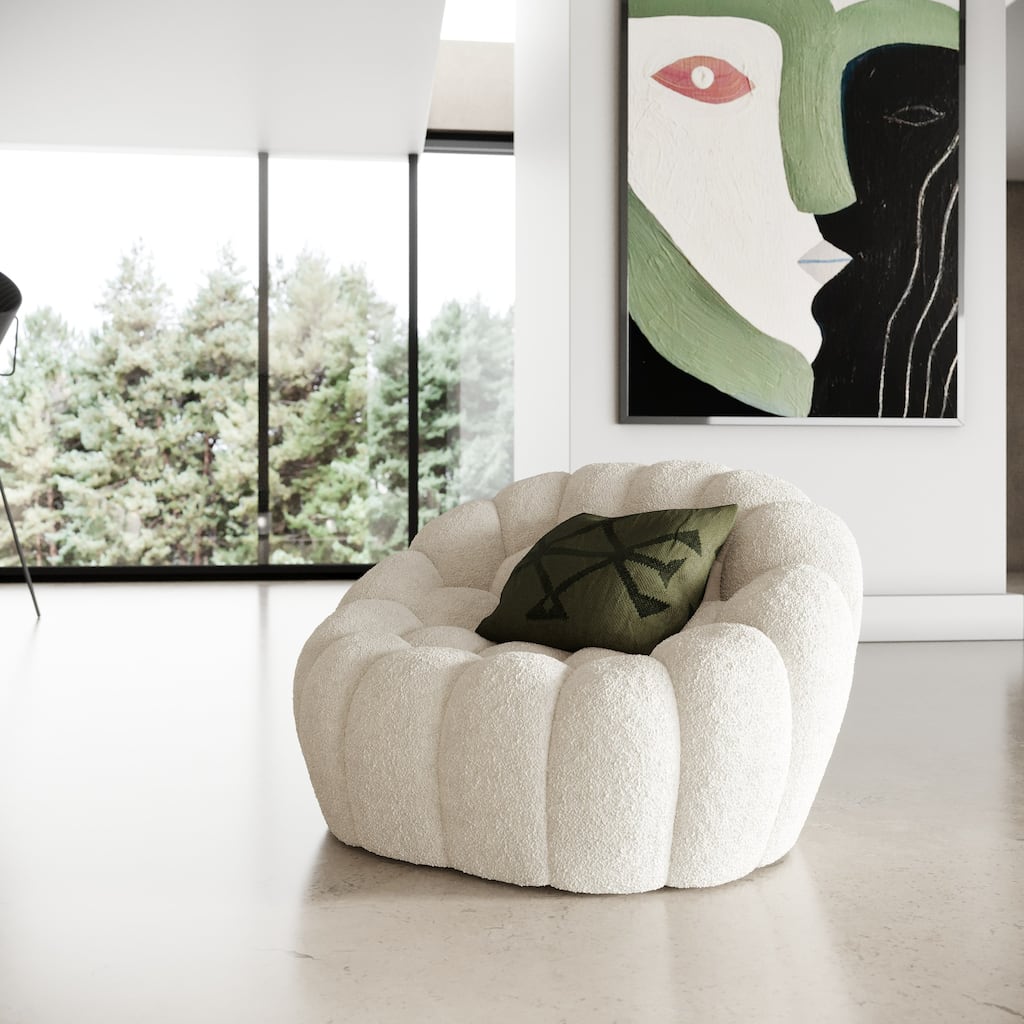 Divani Casa Yolonda Modern Curved Off-White Fabric Chair