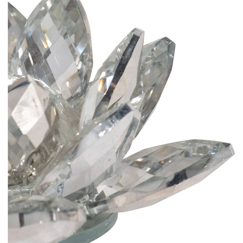 Iridescent Glass Crystal Lotus Votive Candle Holder