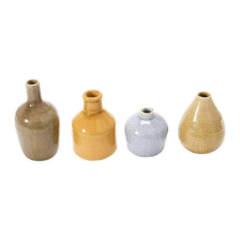 Stoneware Bud Vases in Crackle Glaze