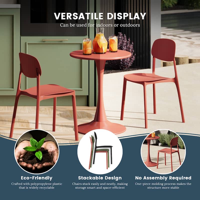 Frond and Form Outdoor Patio Stacking Dining Side Chair (Set of 2)