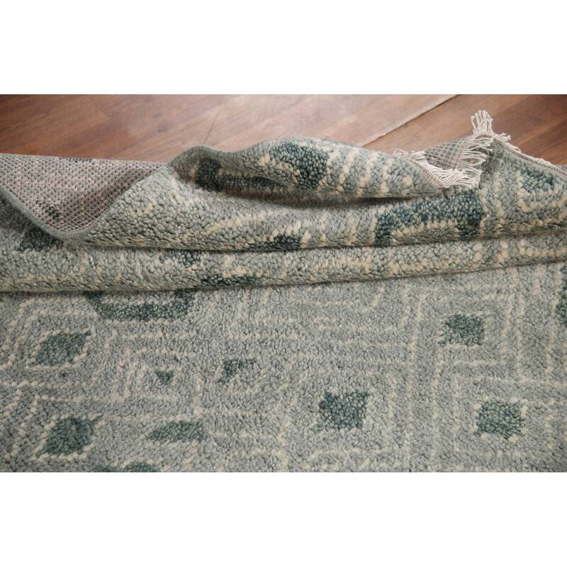 Gray & Green Moroccan Indian Area Rug Handmade Wool Carpet - 4'9"x 8'1"