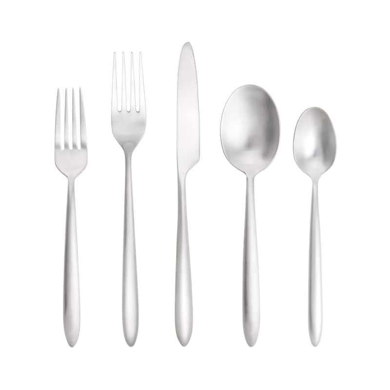 Fortessa Velo 18/10 Stainless Steel, 5PC Flatware Set (Service for 1), Silver