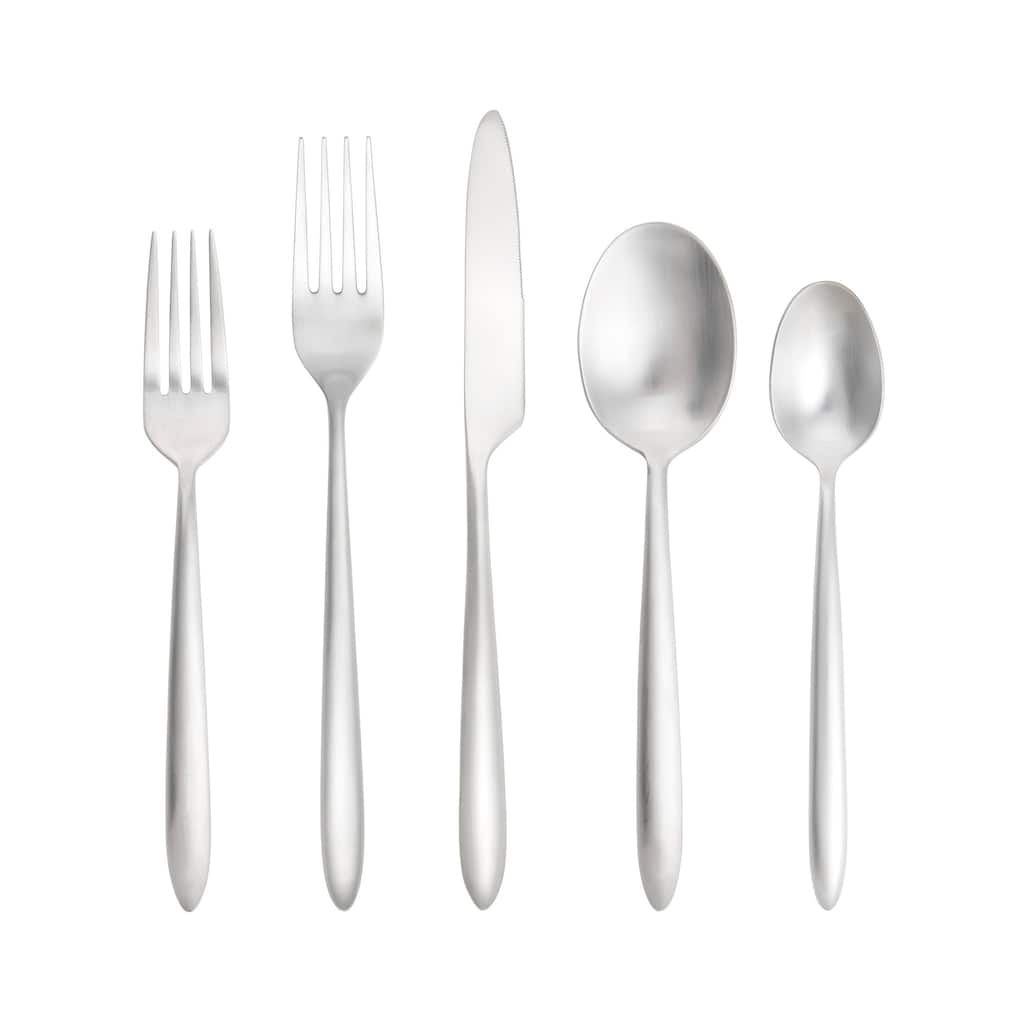 Fortessa Velo 18/10 Stainless Steel, 5PC Flatware Set (Service for 1), Silver