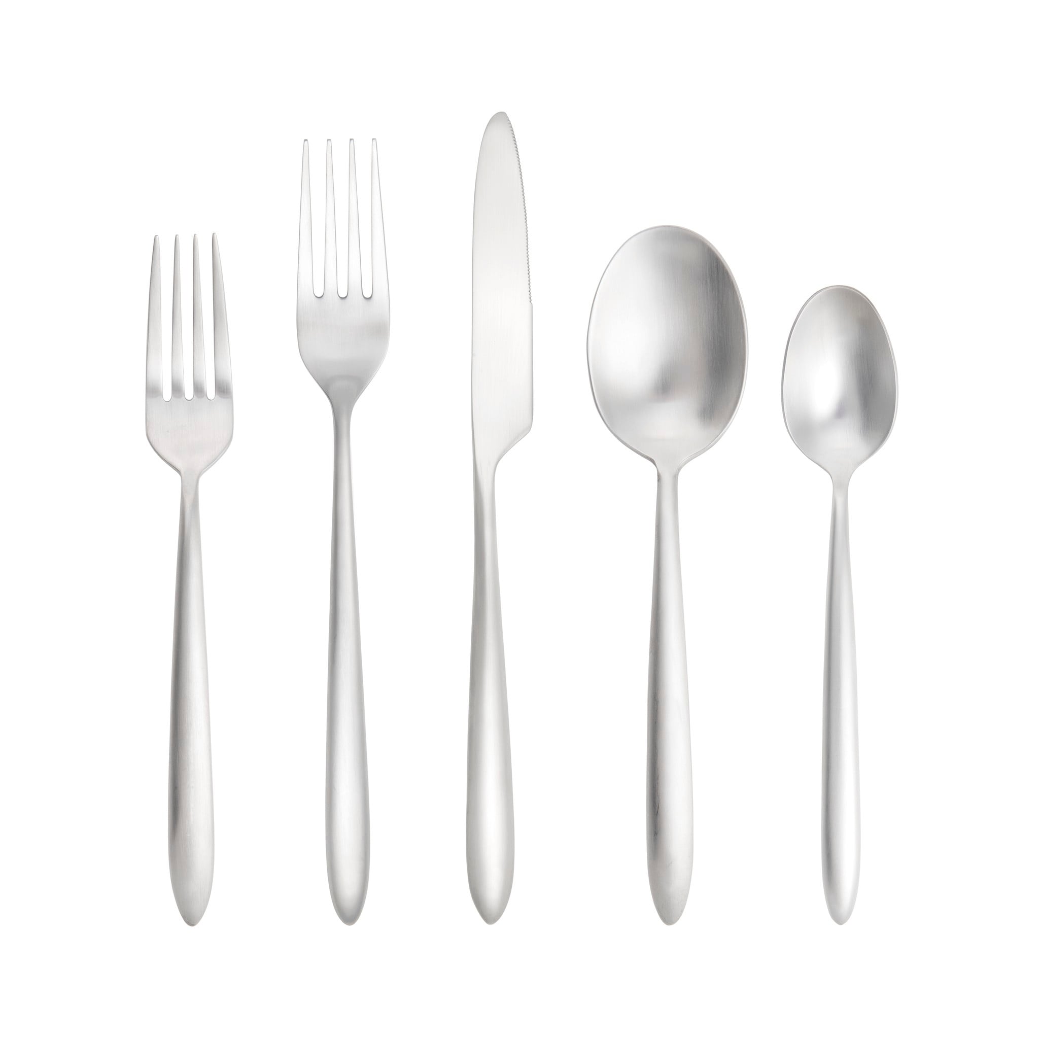 Fortessa Velo 18/10 Stainless Steel, 5 Piece Flatware Set (Service for 1), Black/Brushed Silver