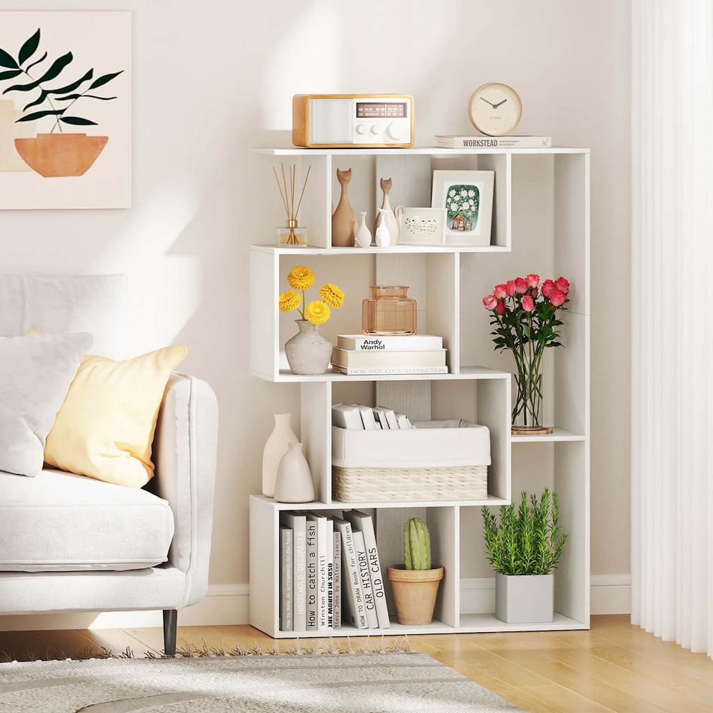 Geometric Bookcase 47" Bookshelf with 6 Open Storage Cubes