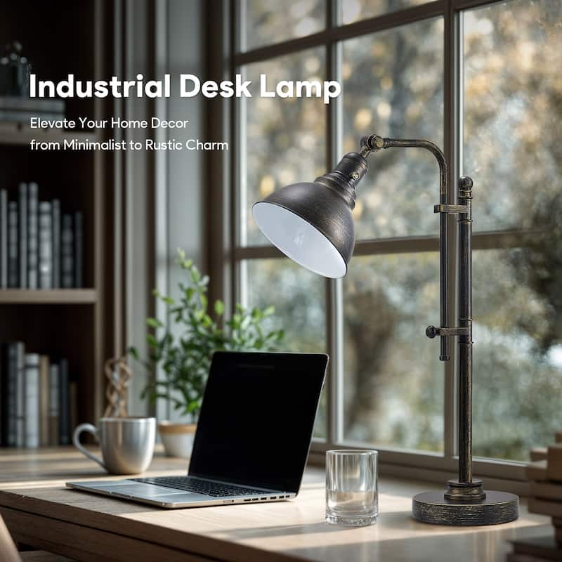 CO-Z 28" Rustic Adjustable Desk Lamp in Aged Bronze Finish