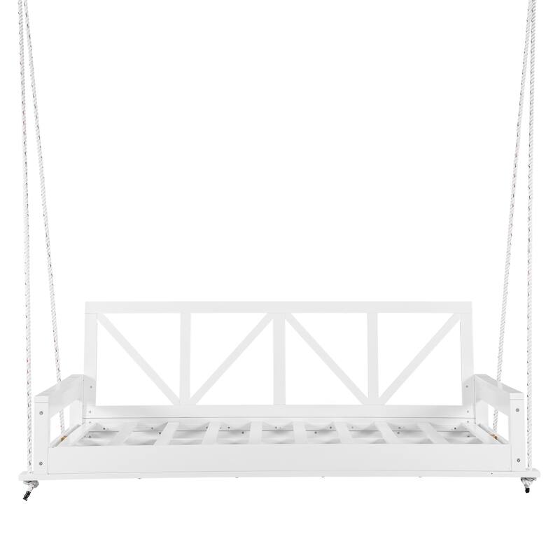 Acacia Wood Twin Size Patio Swing Bed by Leisure Zone