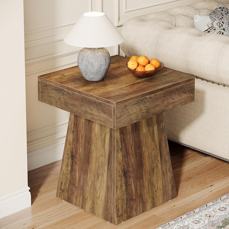 Small End Table, Rustic Square Side Table, Nightstand Beside Bed