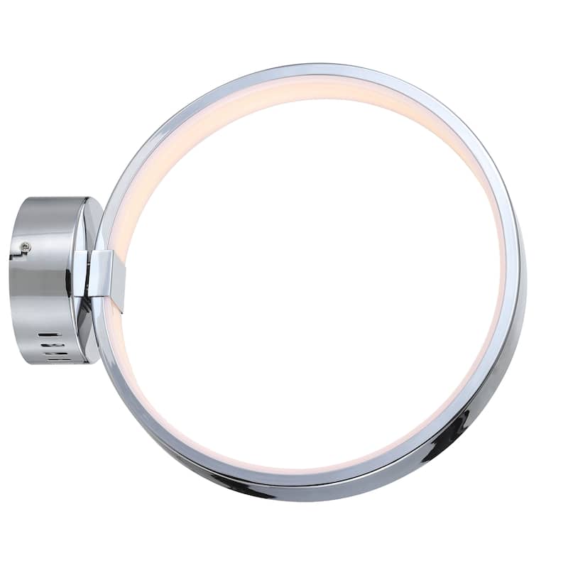 Nathaniel 14" Dimmable Integrated LED Metal Wall Sconce, Chrome by JONATHAN Y - One