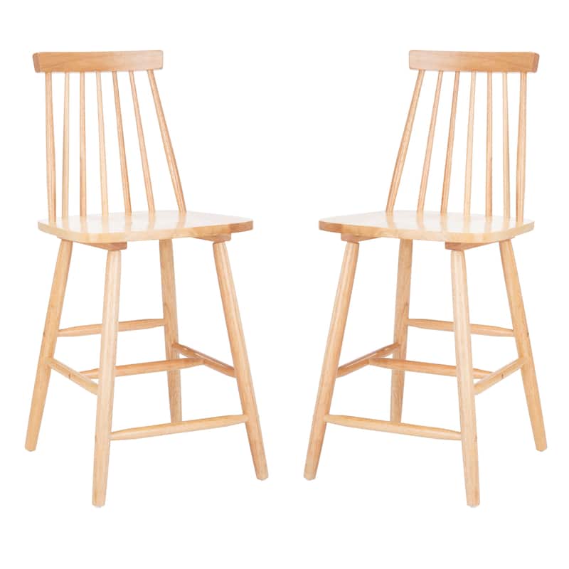SAFAVIEH Zillah 24-inch Spindle Farmhouse Counter Stool (Set of 2) - 17.7" x 20.5" x 39.1" - 18"W x 21"D x 39"H