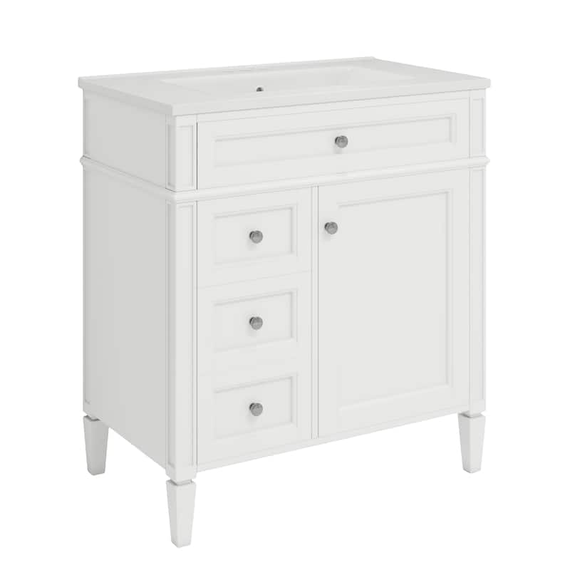 30'' MDF Bathroom Vanity with Top Sink and Storage Cabinet - 30" x 18"
