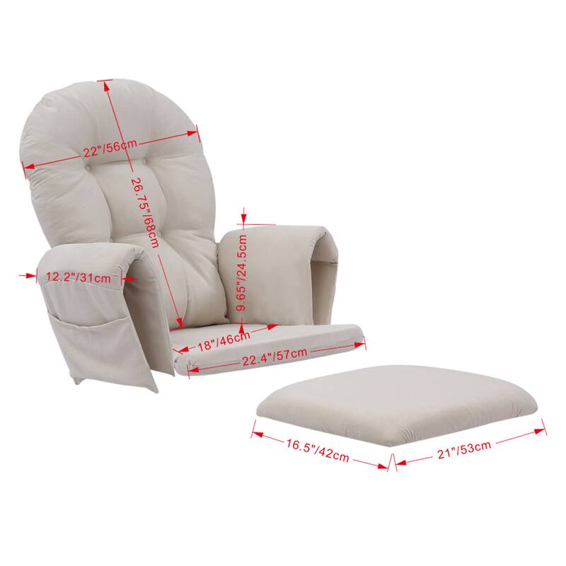 Joy Glider Rocking Chair Replacement Cushions Set, Beige - N/A