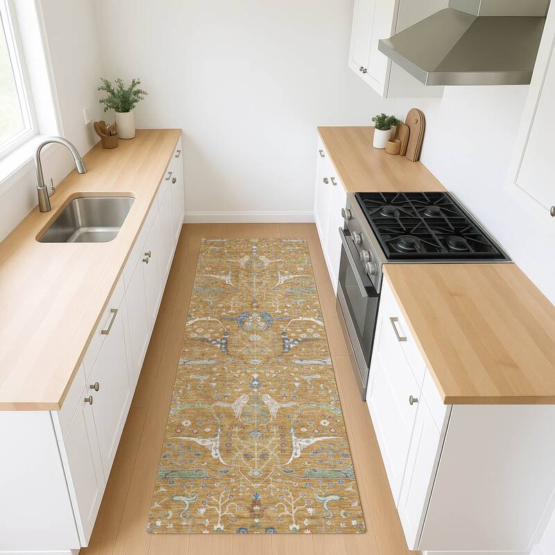 Machine Washable Indoor/ Outdoor Traditional Persian Chantille Rug